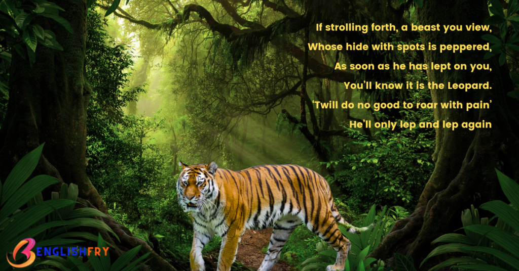 how to tell wild animals stanza wise explanation stanza 5